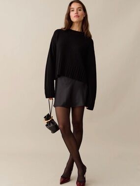 NWT 100% Silk black mini skirt